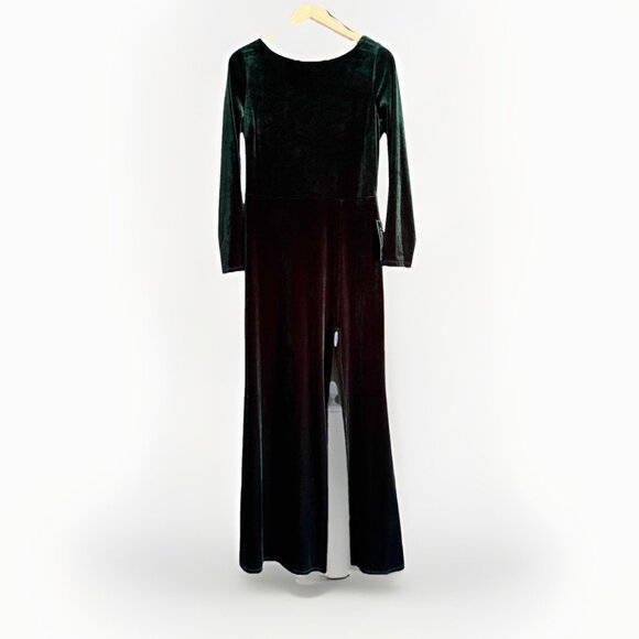 Rebecca B Deep Green Velvet Sleeveless Formal Dress Size 12 Drape Back Holiday - Picture 1 of 8